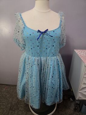 Unique Vintage Blue Starry Tulle  Dress Size 4x